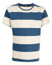 T-shirt à col rond à rayures horizontales blanc et bleu marine Ralph Lauren RRL