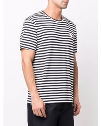 T-shirt à col rond à rayures horizontales blanc et bleu marine Societe Anonyme