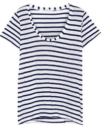 T-shirt à col rond à rayures horizontales blanc et bleu marine Splendid