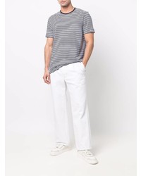 T-shirt à col rond à rayures horizontales blanc et bleu marine Ralph Lauren Purple Label