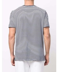 T-shirt à col rond à rayures horizontales blanc et bleu marine Ralph Lauren Purple Label