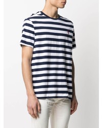 T-shirt à col rond à rayures horizontales blanc et bleu marine Polo Ralph Lauren