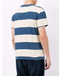 T-shirt à col rond à rayures horizontales blanc et bleu marine Ralph Lauren RRL