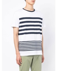 T-shirt à col rond à rayures horizontales blanc et bleu marine Hackett