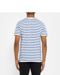 T-shirt à col rond à rayures horizontales blanc et bleu marine A.P.C.