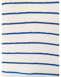 T-shirt à col rond à rayures horizontales blanc et bleu marine Sonia Rykiel