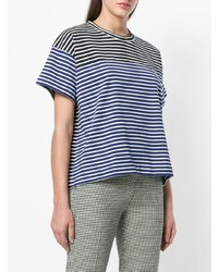 T-shirt à col rond à rayures horizontales blanc et bleu marine Sofie D'hoore