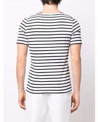 T-shirt à col rond à rayures horizontales blanc et bleu marine Saint James