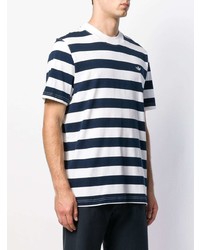 T-shirt à col rond à rayures horizontales blanc et bleu marine adidas