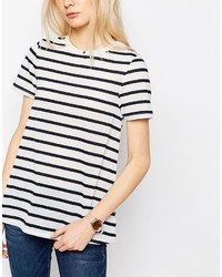 T-shirt à col rond à rayures horizontales blanc et bleu marine Asos