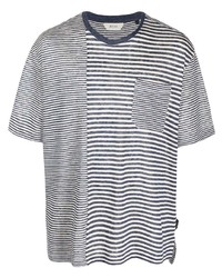 T-shirt à col rond à rayures horizontales blanc et bleu marine Z Zegna