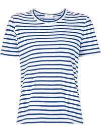 T-shirt à col rond à rayures horizontales blanc et bleu A.L.C.