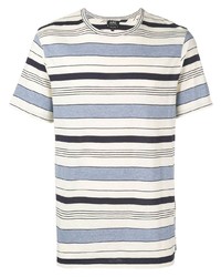 T-shirt à col rond à rayures horizontales blanc et bleu A.P.C.
