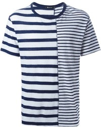 T-shirt à col rond à rayures horizontales blanc et bleu Alexander Wang