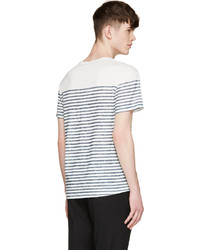 T-shirt à col rond à rayures horizontales blanc et bleu Closed