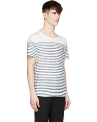 T-shirt à col rond à rayures horizontales blanc et bleu Closed