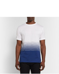 T-shirt à col rond à rayures horizontales blanc et bleu Loewe