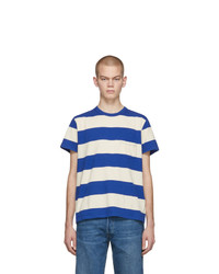 T-shirt à col rond à rayures horizontales blanc et bleu Levis Vintage Clothing