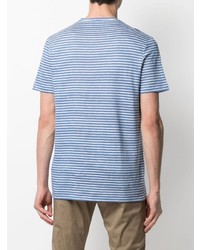 T-shirt à col rond à rayures horizontales blanc et bleu Dondup