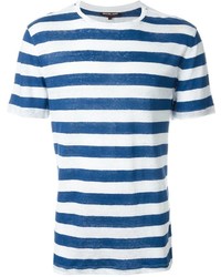 T-shirt à col rond à rayures horizontales blanc et bleu Michael Kors