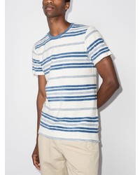 T-shirt à col rond à rayures horizontales blanc et bleu Orlebar Brown