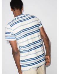T-shirt à col rond à rayures horizontales blanc et bleu Orlebar Brown