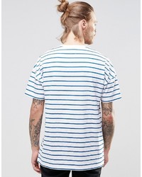 T-shirt à col rond à rayures horizontales blanc et bleu Asos