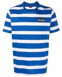 T-shirt à col rond à rayures horizontales blanc et bleu Paul & Shark