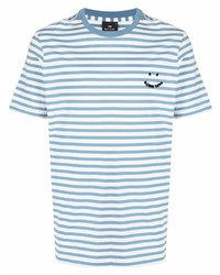 T-shirt à col rond à rayures horizontales blanc et bleu PS Paul Smith
