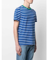 T-shirt à col rond à rayures horizontales blanc et bleu Polo Ralph Lauren