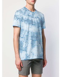 T-shirt à col rond à rayures horizontales blanc et bleu Dondup