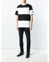 T-shirt à col rond à rayures horizontales blanc et noir Calvin Klein