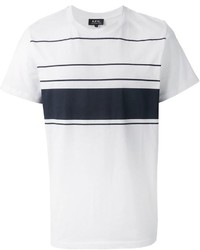 T-shirt à col rond à rayures horizontales blanc et noir A.P.C.