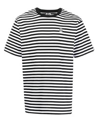 T-shirt à col rond à rayures horizontales blanc et noir AAPE BY A BATHING APE