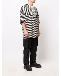 T-shirt à col rond à rayures horizontales blanc et noir Rick Owens DRKSHDW