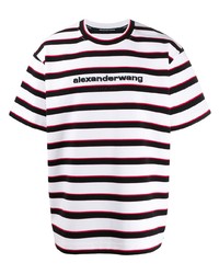 T-shirt à col rond à rayures horizontales blanc et noir Alexander Wang