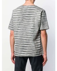 T-shirt à col rond à rayures horizontales blanc et noir Missoni