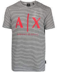 T-shirt à col rond à rayures horizontales blanc et noir Armani Exchange