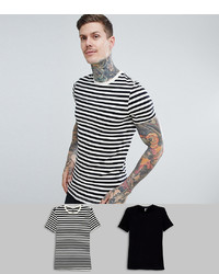 T-shirt à col rond à rayures horizontales blanc et noir ASOS DESIGN