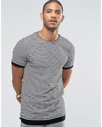 T-shirt à col rond à rayures horizontales blanc et noir Asos