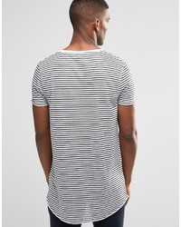 T-shirt à col rond à rayures horizontales blanc et noir Asos