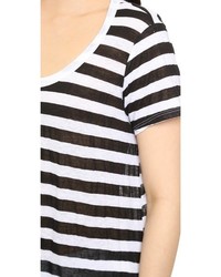T-shirt à col rond à rayures horizontales blanc et noir Wilt