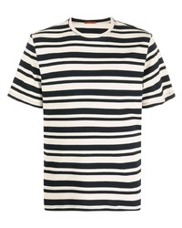T-shirt à col rond à rayures horizontales blanc et noir Barena