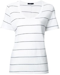 T-shirt à col rond à rayures horizontales blanc et noir Bassike