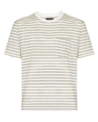 T-shirt à col rond à rayures horizontales blanc et noir Beams Plus