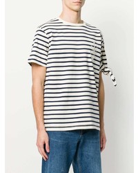 T-shirt à col rond à rayures horizontales blanc et noir JW Anderson