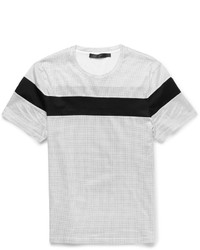 T-shirt à col rond à rayures horizontales blanc et noir Calvin Klein Collection