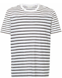 T-shirt à col rond à rayures horizontales blanc et noir Cerruti