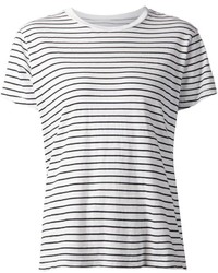 T-shirt à col rond à rayures horizontales blanc et noir Current/Elliott