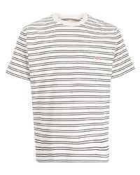 T-shirt à col rond à rayures horizontales blanc et noir Danton